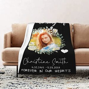 D-Story Custom in Loving Memory Blankets Personalized with Picture and Name Throws Blankets, Customized Family Memorial Gift,Sympathy Gift, Remembrance Gift