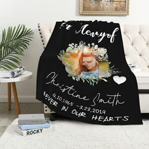 D-Story Custom in Loving Memory Blankets Personalized with Picture and Name Throws Blankets, Customized Family Memorial Gift,Sympathy Gift, Remembrance Gift