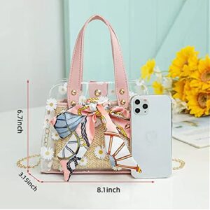 ZMNSZBD TPU women's transparent wallet, cute portable cross body clear wallet Stadium approved