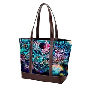 ancient galaxy mandala tote bags large leather canvas purses and handbags for women top handle shoulder satchel hobo bags