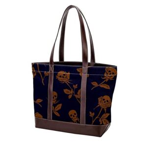 skulls and roses tote bags large leather canvas purses and handbags for women top handle shoulder satchel hobo bags