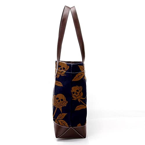 Skulls and Roses Tote Bags Large Leather canvas Purses and Handbags for Women Top Handle Shoulder Satchel Hobo Bags