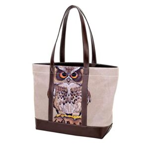 Pretty Hand Drawn Owl Tote Bags Large Leather canvas Purses and Handbags for Women Top Handle Shoulder Satchel Hobo Bags