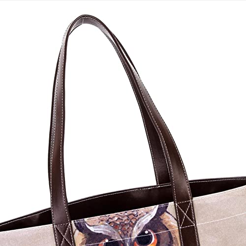 Pretty Hand Drawn Owl Tote Bags Large Leather canvas Purses and Handbags for Women Top Handle Shoulder Satchel Hobo Bags