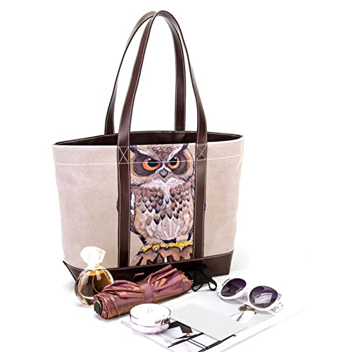 Pretty Hand Drawn Owl Tote Bags Large Leather canvas Purses and Handbags for Women Top Handle Shoulder Satchel Hobo Bags