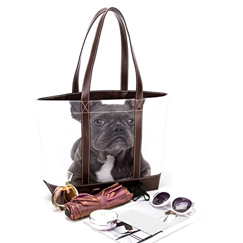 Puppy French Bulldog Tote Bags Large Leather canvas Purses and Handbags for Women Top Handle Shoulder Satchel Hobo Bags