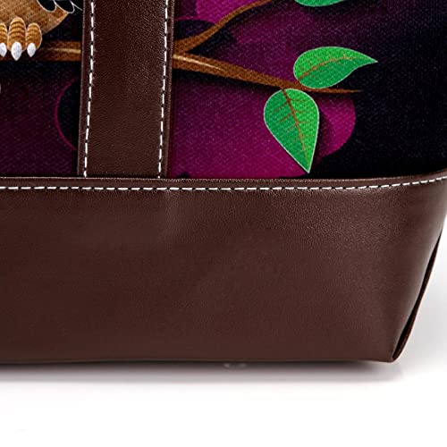 Cute Owl Night Moon Tote Bags Large Leather canvas Purses and Handbags for Women Top Handle Shoulder Satchel Hobo Bags