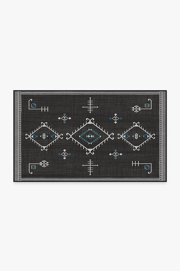 RUGGABLE Damali Washable Rug - Perfect Boho Area Rug for Living Room Bedroom Kitchen - Pet & Child Friendly - Stain & Water Resistant - Charcoal 3'x5' (Standard Pad)