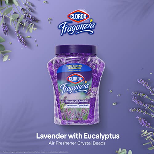 Clorox Fraganzia Air Freshener Crystal Beads Double Pack, Fresh Ocean Breeze, Lavender w/Eucalyptus 12oz Jars | Vented Jar Air Scent Beads for Homes, Bathrooms, Closets, or Office