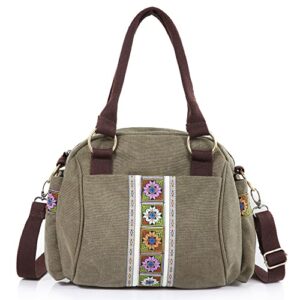women canvas top-handle handbag, vintage heavy-duty crossbody bag tote handbag