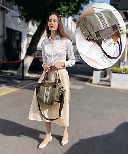 Women Canvas Top-Handle Handbag, Vintage Heavy-duty Crossbody Bag Tote Handbag