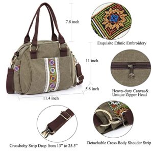 Women Canvas Top-Handle Handbag, Vintage Heavy-duty Crossbody Bag Tote Handbag