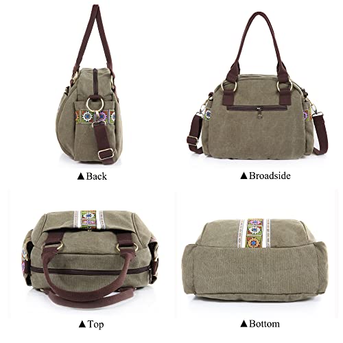 Women Canvas Top-Handle Handbag, Vintage Heavy-duty Crossbody Bag Tote Handbag