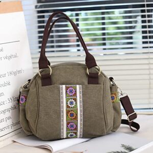 Women Canvas Top-Handle Handbag, Vintage Heavy-duty Crossbody Bag Tote Handbag