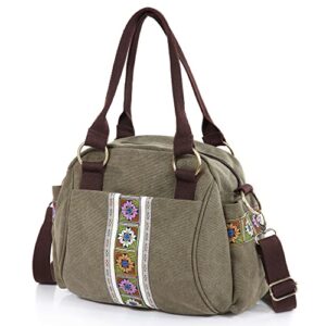 Women Canvas Top-Handle Handbag, Vintage Heavy-duty Crossbody Bag Tote Handbag