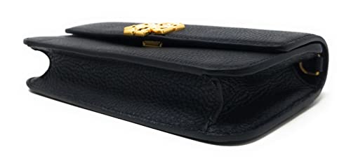 Tory Burch Women's Britten Chain Wallet with Wristlet (Pebbled Leather, Black)