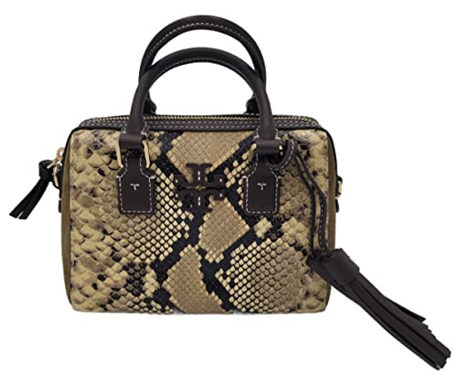 Tory Burch 139405 Thea Exotic Sand Drift Snake Skin Brown With Gold Hardware Women's Mini Web Satchel Bag