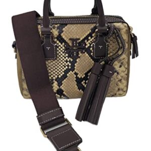 Tory Burch 139405 Thea Exotic Sand Drift Snake Skin Brown With Gold Hardware Women's Mini Web Satchel Bag