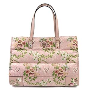 tory burch women’s ella nylon printed tote (quilted – pink sugar berry floral)