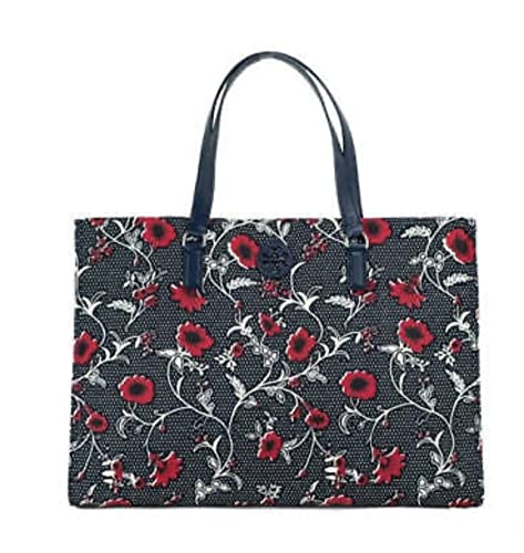 Tory Burch Women's Nylon Printed Tote (Retro Batik - Navy - Red)