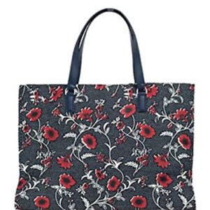 Tory Burch Women's Nylon Printed Tote (Retro Batik - Navy - Red)