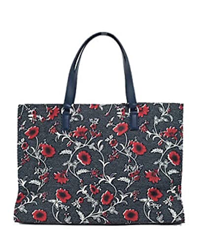 Tory Burch Women's Nylon Printed Tote (Retro Batik - Navy - Red)