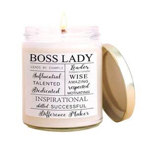 boss lady gifts for women boss lady office decor boss lady soy candle scented soy wax candle girl boss female gifts, 10 oz jar, 50 hour burn time
