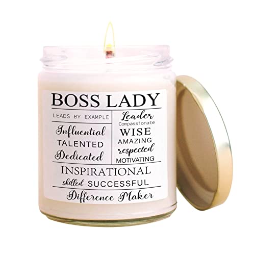 Boss Lady Gifts for Women Boss Lady Office Decor Boss Lady Soy Candle Scented Soy Wax Candle Girl Boss Female Gifts, 10 oz Jar, 50 Hour Burn Time