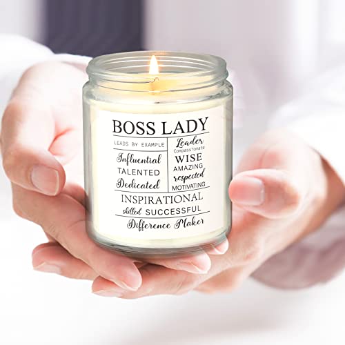 Boss Lady Gifts for Women Boss Lady Office Decor Boss Lady Soy Candle Scented Soy Wax Candle Girl Boss Female Gifts, 10 oz Jar, 50 Hour Burn Time