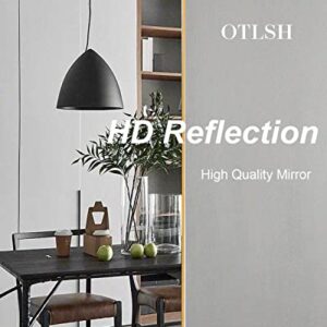 Otlsh Floor Mirror, Arched Full Length Mirror with Stand, Standing Mirror, Full Body Mirror, 64.2"×21.3" Large Mirror, Wall Mirror, Freestanding, Wall Mounted, 1.1" Thickness Aluminum Frame - Gold