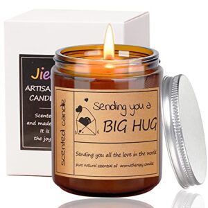 candles gifts for women, sending you a big hug, positive affirmations, mothers day, birthday valentine gifts for her him daughter girlfriend wife, soy wax lavender scent