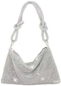 autumnwell rhinestone purse sparkly bag silver diamond purses for women evening prom rhinestone handbag hobo bag