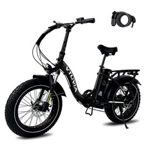 vtuvia electric bike for adults, 20″ x 4.0 fat tire step-thru folding electric bicycles, 750w motor 48v 13ah removable lithium battery 28mph shimano 7-speed gear ebikes, beach travel bike electric