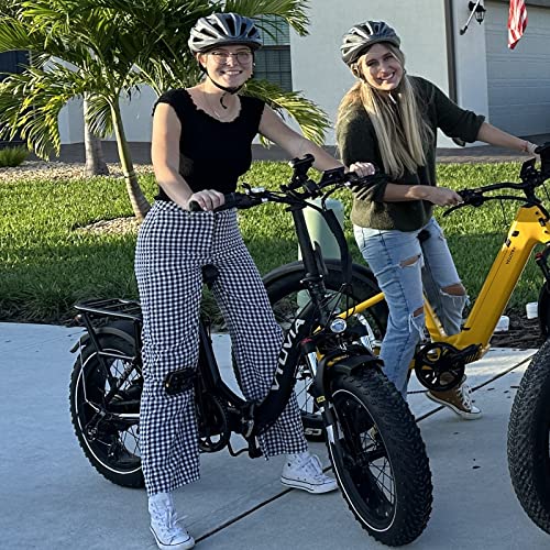 vtuvia Electric Bike for Adults, 20" x 4.0 Fat Tire Step-Thru Folding Electric Bicycles, 750w Motor 48v 13Ah Removable Lithium Battery 28MPH Shimano 7-Speed Gear Ebikes, Beach Travel Bike Electric