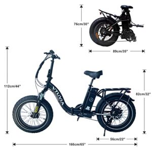 vtuvia Electric Bike for Adults, 20" x 4.0 Fat Tire Step-Thru Folding Electric Bicycles, 750w Motor 48v 13Ah Removable Lithium Battery 28MPH Shimano 7-Speed Gear Ebikes, Beach Travel Bike Electric