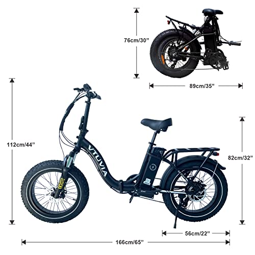 vtuvia Electric Bike for Adults, 20" x 4.0 Fat Tire Step-Thru Folding Electric Bicycles, 750w Motor 48v 13Ah Removable Lithium Battery 28MPH Shimano 7-Speed Gear Ebikes, Beach Travel Bike Electric