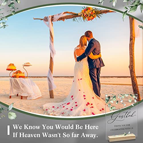 4 Pcs Acrylic Wedding Signs for Ceremony and Reception 8 x 6 Inch Wedding Reception Signs with Wooden Stand Memorial Reserved Table Signs Clear Cards and Gifts Sign for Wedding Guest Book Signs