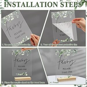 4 Pcs Acrylic Wedding Signs for Ceremony and Reception 8 x 6 Inch Wedding Reception Signs with Wooden Stand Memorial Reserved Table Signs Clear Cards and Gifts Sign for Wedding Guest Book Signs