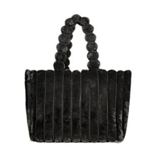 women’s tote handbag fleece shoulder bag hobo tote bag faux fur retro casual clutch cute