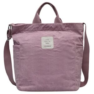 women’s retro large size canvas shoulder bag corduroy hobo crossbody handbag casual tote purse
