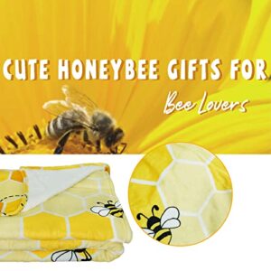 Bee Blanket, Cute Bee Gifts for Women Bee Lovers, Kawaii Bee Throw Blankets, Bees Cozy Soft Cartoon Plush Fuzzy Yellow Blanket, Christmas Birthday Gifts, Bee Hive, Honey Bee Decor Stuff, 50x60 inch