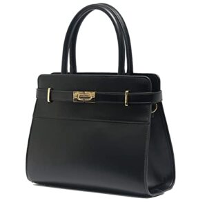 chinllo womens top-handle handbag every day satchel leather purse crossbody bag with long detachable strap(black)
