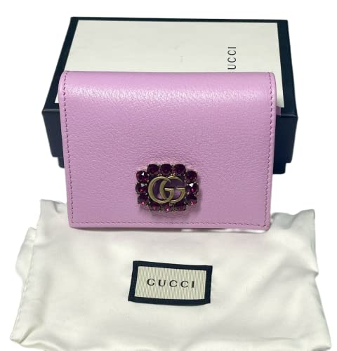 Gucci Marmont Women's Pink Leather Wallet w/Crystal Double G 499783 5871