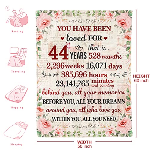 44th Birthday Gifts for Women Happy 44th Birthday Gifts for Her 44 Year Old Birthday Gifts for Women 44th Birthday Decorations for Women Bestie Wife Sister Mom Friends 44th Birthday Blanket 60"x 50"