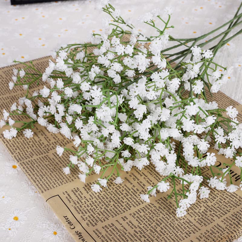 AIM & GGKK White Babys Breath Artificial Flowers for Wedding Party Decoration(5PCS)