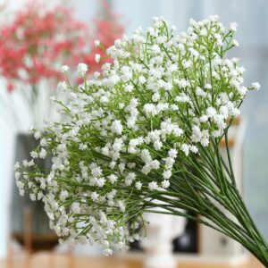 AIM & GGKK White Babys Breath Artificial Flowers for Wedding Party Decoration(5PCS)