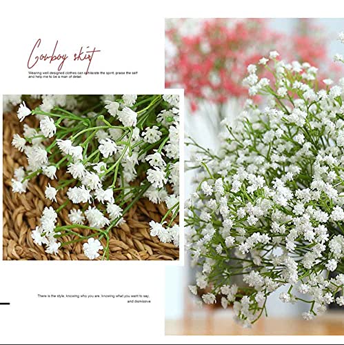 AIM & GGKK White Babys Breath Artificial Flowers for Wedding Party Decoration(5PCS)