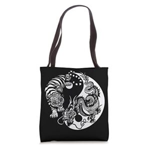 Yin Yang Dragon Tiger Tote Bag