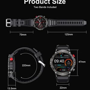 Military Smart Watch Men(Answer/Make Calls),Sport Outdoor Watch with Heart Rate/Blood Oxygen/Blood Pressure/Sleep Monitor,19 Sports Modes,Step Counter,IP67 Waterproof Fitness Tracker for Android iOS