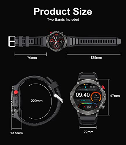 Military Smart Watch Men(Answer/Make Calls),Sport Outdoor Watch with Heart Rate/Blood Oxygen/Blood Pressure/Sleep Monitor,19 Sports Modes,Step Counter,IP67 Waterproof Fitness Tracker for Android iOS